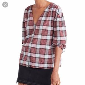 Plaid Button Down with Tie Sleeves